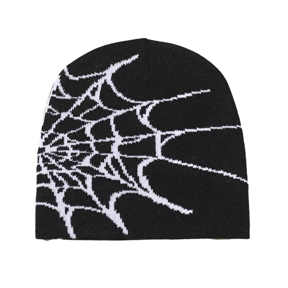 Beanie Cuffed Knit - Bonnet gothique à motif de toile