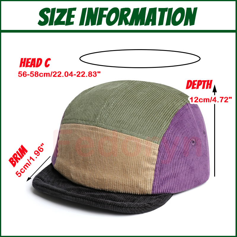 Fedoryn personnalisé broderie  - Corduroy Cap 5 Panel avis et prix